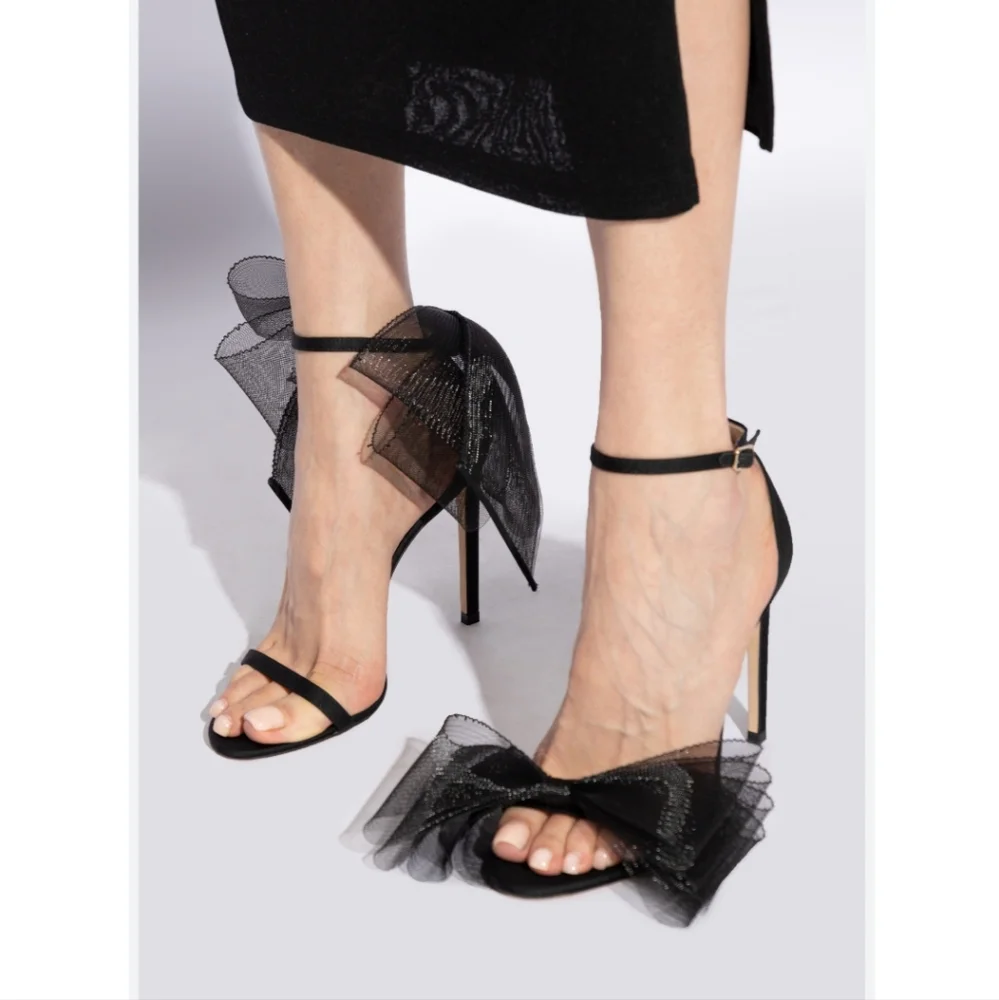 Jimmy Choo Aveline 100 Bow Ankle Strap Sandals Heels Size 40.5/10.5 - Picture 5 of 16
